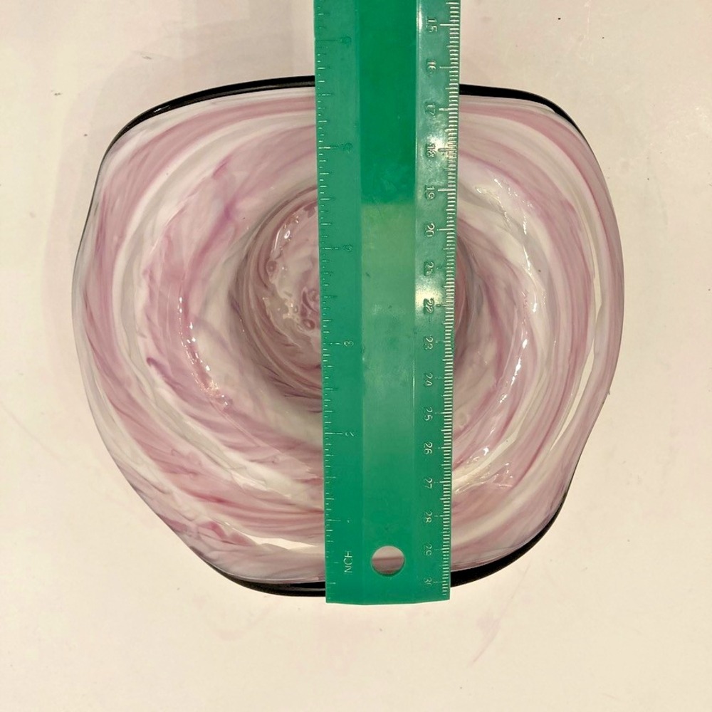 Block Crystal Mouth Blown Pink Glass Hat Bowl Hand Cut Hand Polished Lead free - Picture 13 of 14